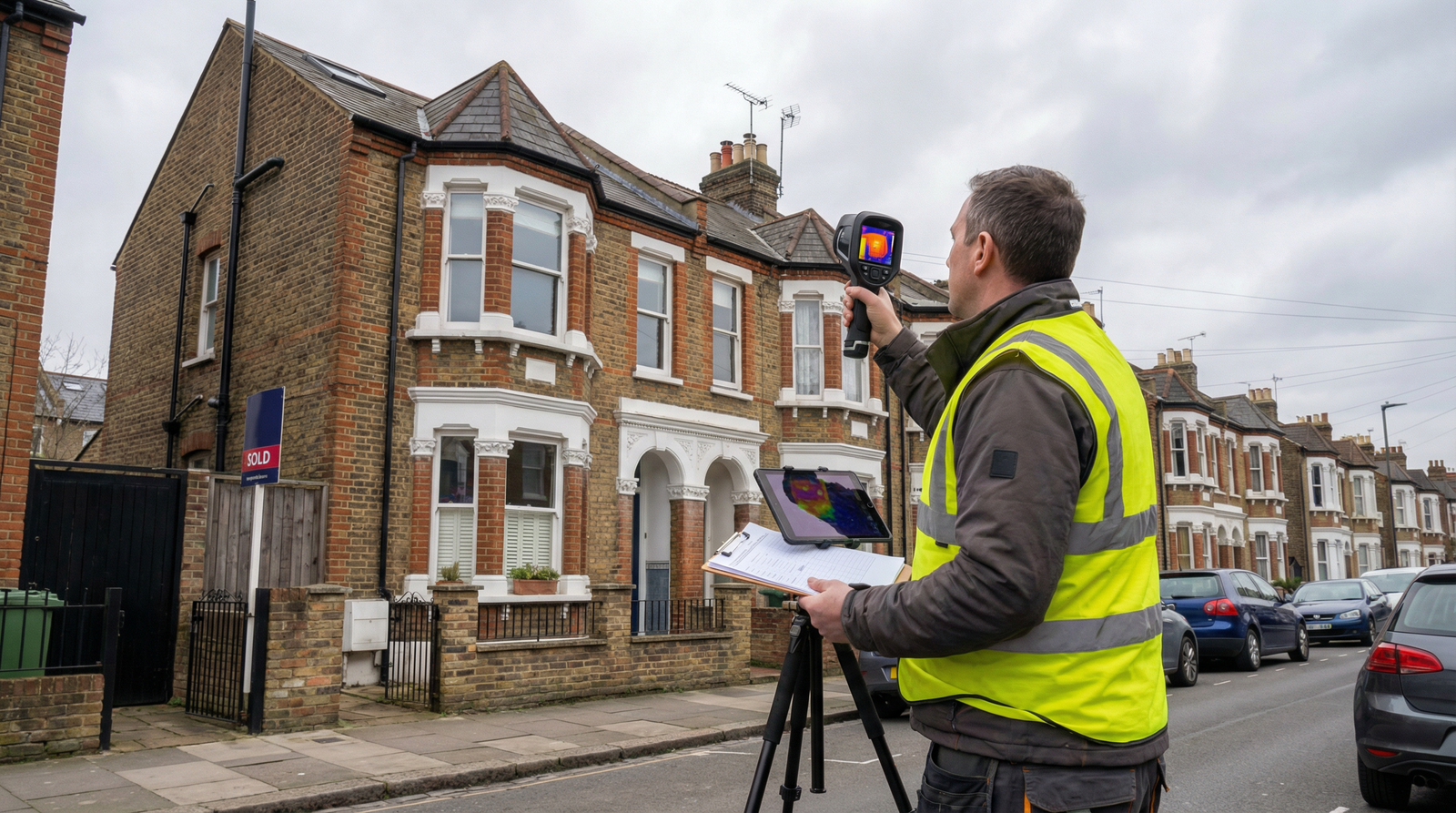 Professional building surveyors inspecting property in South London